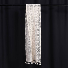 2X Elegante Toalla de Mesa Larga de Macramé de Encaje de Ganchillo Crema con Borlas para DecoracióN de Boda RúStica
