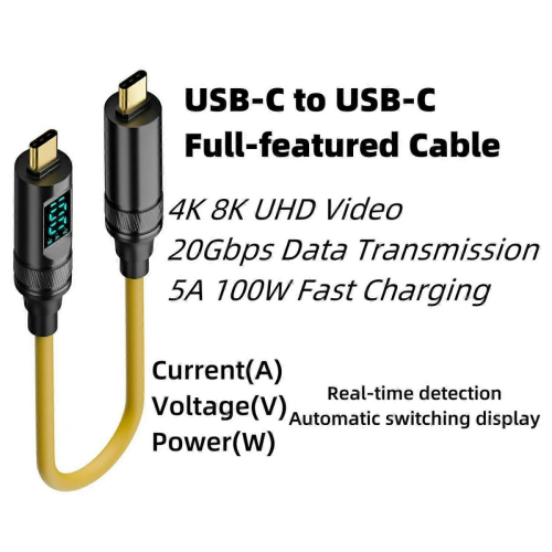 Καλώδιο δεδομένων USB 3.2 Type-C 1,5 μ. 20Gbps, καλώδιο γρήγορης φόρτισης PD 100W 60Hz, πλήρω 1
