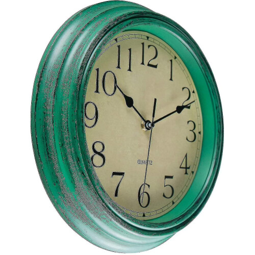 (green) Relógio de Parede Quartzo 12 Polegadas (30 cm) Estilo Vintage para Sala de Estar, Quarto, Escritório 1