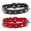 (red, L) Bite-Resistant Dog Collar Leather Adjustable Small Solid Colour for Canine Use 2
