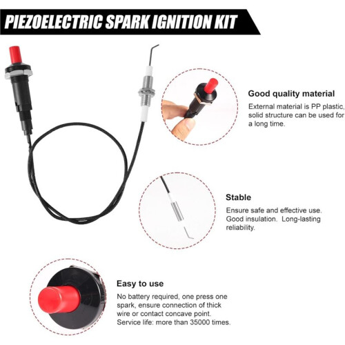 2pcs Piezo Igniter Propane Push Button Threaded Electrode Grill Igniter Kit for Gas Fireplace Oven Kitchen Accessories 2