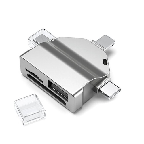2X Multifunction 7 in 1 Card Reader USB 2.0 Type C to  Adapter USB Flash Reader for PC Laptop Accessories Grey 1