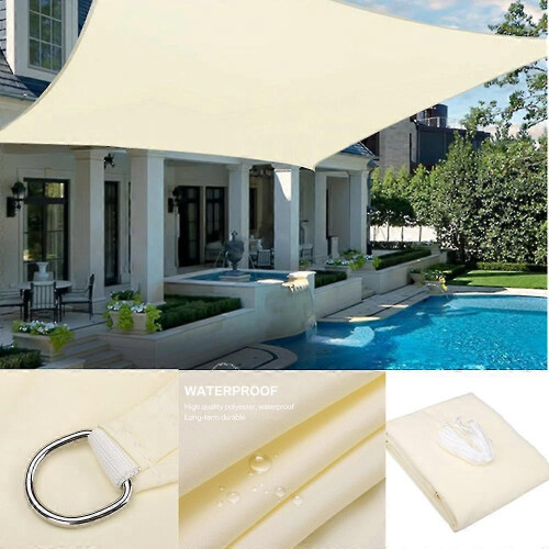(Red) Toldo de Sol Retangular 4x4 Metros Poliéster Impermeável com Anéis D para Jardim 2