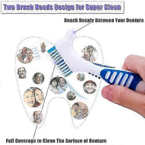 4-Pack Denture Brushes with Double-Sided Cleaning Brush Heads for Dentures 2