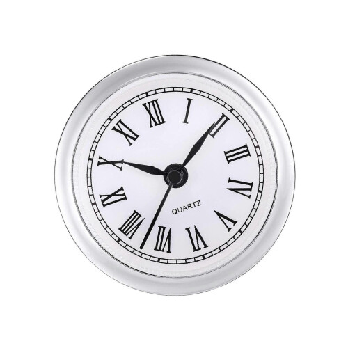 (Silver) Quartz Clock Insert Movement with Roman Numerals 61mm Diameter Plastic Glass Dial 1
