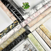 (Marble Light Gray, 60cmx300cm) Marmerkleurig zelfklevend behang van 80 cm breed, waterdicht vinyl contactpapier voor keuken en interieur.
