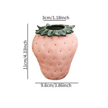 (Pink, Small) Vaso Decorativo de Cerâmica em Formato de Morango Vermelho para Sala de Estar Quarto Restaurante
