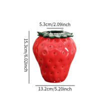 (Red, Large) Vaso Decorativo de Cerâmica em Formato de Morango Vermelho para Sala de Estar Quarto Restaurante