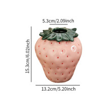 (Pink, Large) Vaso Decorativo de Cerâmica em Formato de Morango Vermelho para Sala de Estar Quarto Restaurante