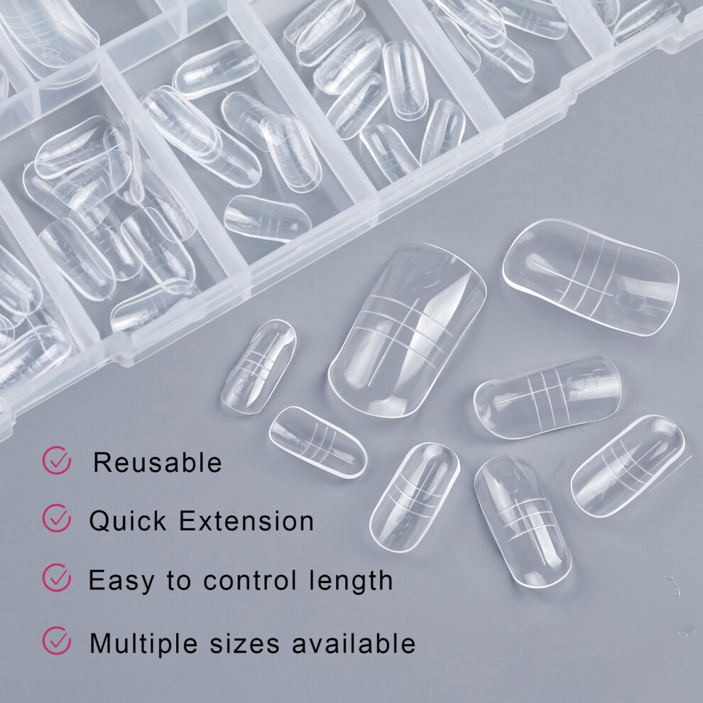 Penghui-Toys 150Pcs Crystal Armor Nail Forms Durable Resin Unique Square Head Nail Forms For Lady Beauty Nail Makeup
