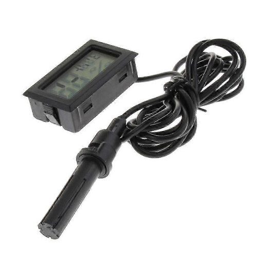 (Black with Probe) Termometro igrometro per rettili con sonda e display LCD per terrari e acquari. 2