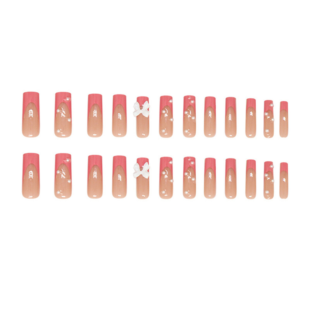 Roc-Electron 24Pcs French Tip Fake Nails, Salon Quality, Chip-Proof