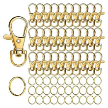 60PCS Gold Keychain Making Kit with Lobster Claw Clasps and Key Rings for Crafts, Jewelry, and DIY Projects