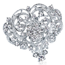 Elegant Hollow Heart Rhinestone Brooch for Women