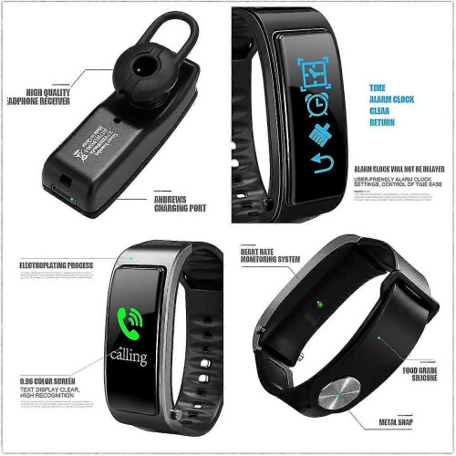 Έξυπνο βραχιόλι 2 σε 1 με ασύρματο ακουστικό Bluetooth, αδιάβροχο ρολόι κ 2