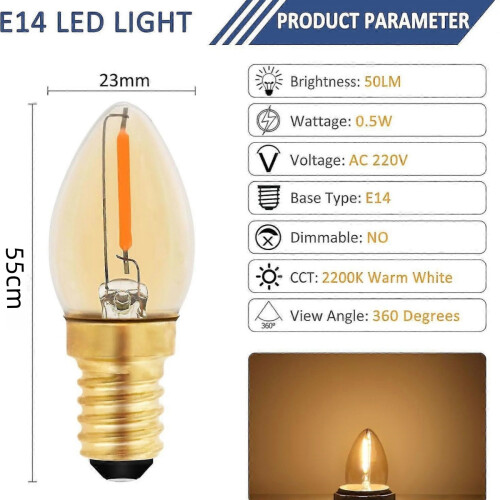 Λαμπτήρας κεριού με LED E14, 0,5 W, ισοδύναμο 5 W, κεχριμπαρένιος, θερμό λευκ 1
