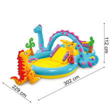 Aire de jeux aquatiques Dinoland pour enfants avec toboggan et fontaine
