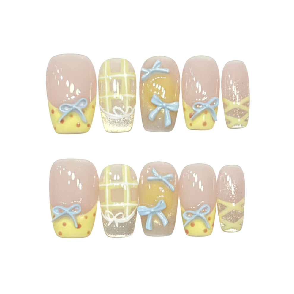 Roc-Electron (1101, Xs) Butterfly Polka Dot Fake Nails - 10Pcs Abs Short Almond