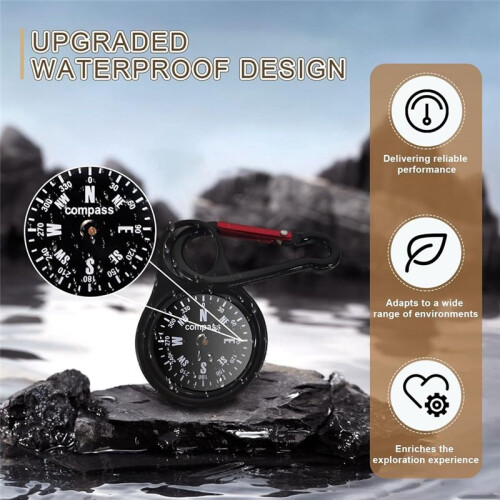 Pocket Compass, Portable Compass Keychain, Upgraded  Compass with Waterproof Function 2