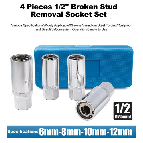 Damaged Screw Extractor Drill Broken Stud Removal Socket Tools Bolt Extractor with Solid Storage Case 6/8/10/12mm 2