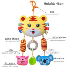 (Tiger)Sonajero de felpa para bebé y campana de cabecera con elefante y león para niños pequeños S