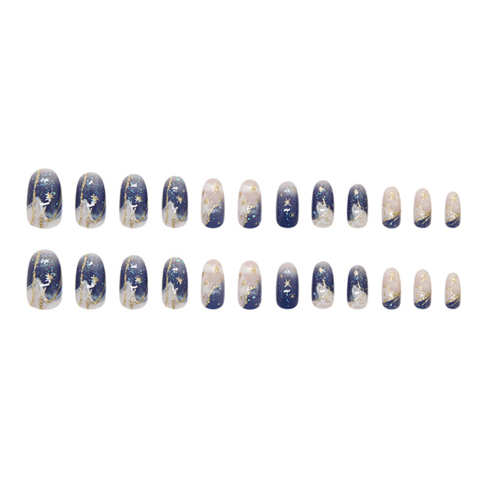 Zhouq-Outdoors Press-On Nails: Clear Blue, Natural & Unbreakable