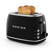 Vintage Toaster 2 Schlitze - SWEISS - GRS9 - 850 W - Einstellbarer Thermostat - Schwarz