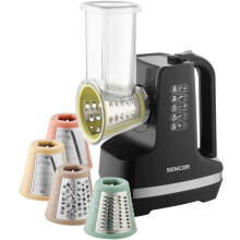 Sencor SSG 4301BK elektrische Schneide- und Reibemaschine - 5 austauschbare Zubehörteile - Geräuschloser Betrieb - 150 W - Schwarz