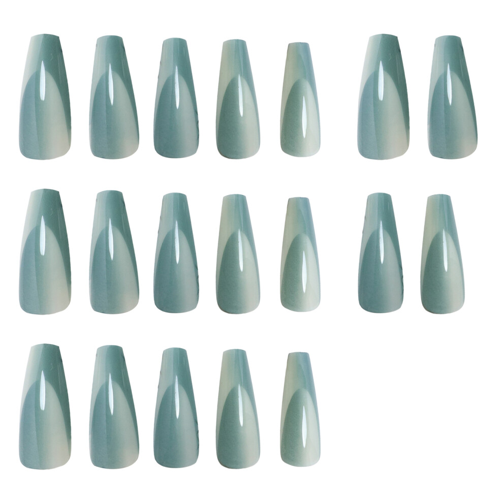 Dcph-Clothing Cat Eye Green Gradient Fake Nails - Long Lasting
