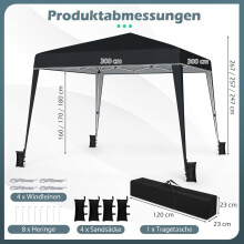 Állítható, Vízálló Felnyitható Kerti Pavilon, 3x3m, Fekete