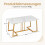 Couchtisch, Marmoroptik, 90 cm, Metallgestell, Weißgold 1