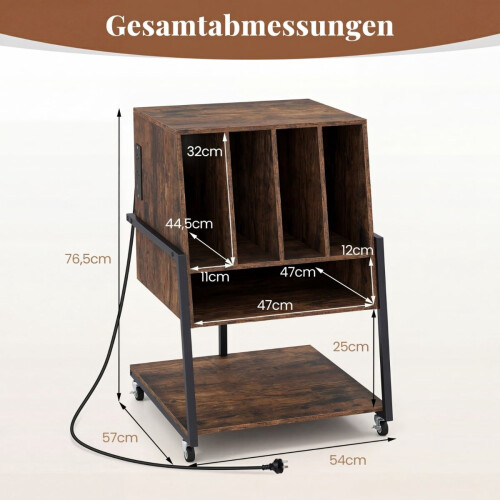 Plattenspielerständer mit Ladestation und Ablageflächen