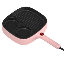 3 in 1 Electric Omelette Pan Barbecue Pan Electric Cooker Multifunction Non-Stick Hotpot Food Steamer EU Plug B