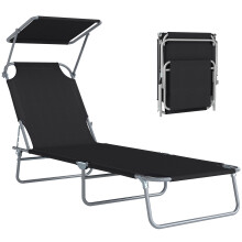 Tumbona Plegable Negro 187 x 58 x 77 cm