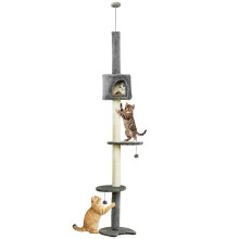 Árbol Rascador para Gato Gris 40 x 40 x 255 cm