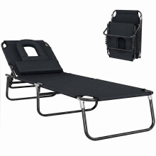 Tumbona Plegable Negro 190 x 56 x 28 cm