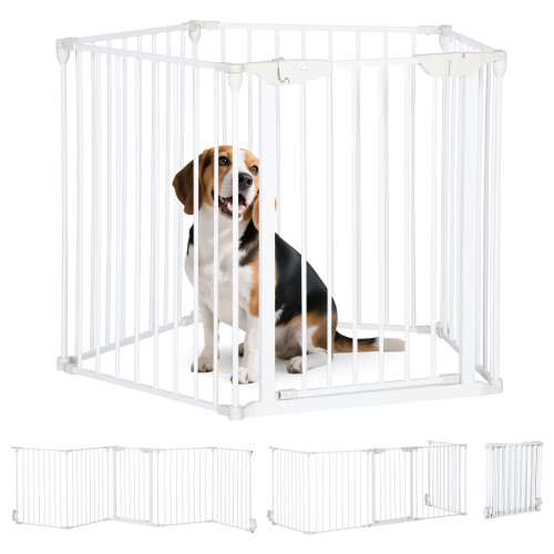 PawHut Barrera de Seguridad Blanco 300 x 74.5 cm