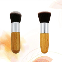 Zestaw do makijażu 2 szt. Etui Pędzle płaskie i okrągłe Rączka drewniana Lekka Wytrzymała Nadaje się do podróży