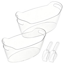 6.5L Ice Bucket for Parties, Large Plastic Drink Cooler for Champagne Wine, Beer, Clear Beverage Tub & Cocktail Bar