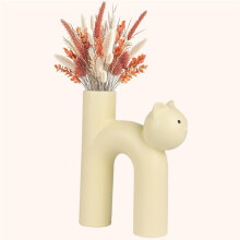 Cat Vase Flower Ceramic Cat Desktop Decoration, Minimalist Small Vase for Plants, Cat Lovers Gift (Excluding Flowers)