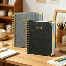 Spiral Notebook Journal with Dividers, 150 Page B5Leather College Ruled Organizer, Large Lined Journal for People