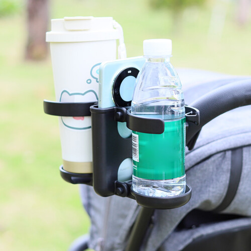 (Black) Universal Baby Stroller Cup Holder - 3-in-1 1