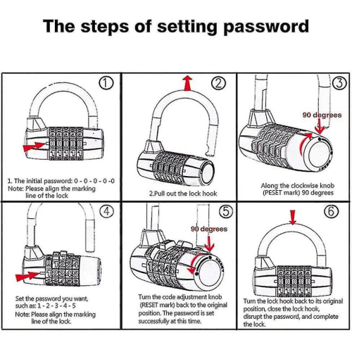 Cadenas, cadenas à code, cadenas à 5 chiffres, 2 cadenas à code, cadenas à combinaison 1