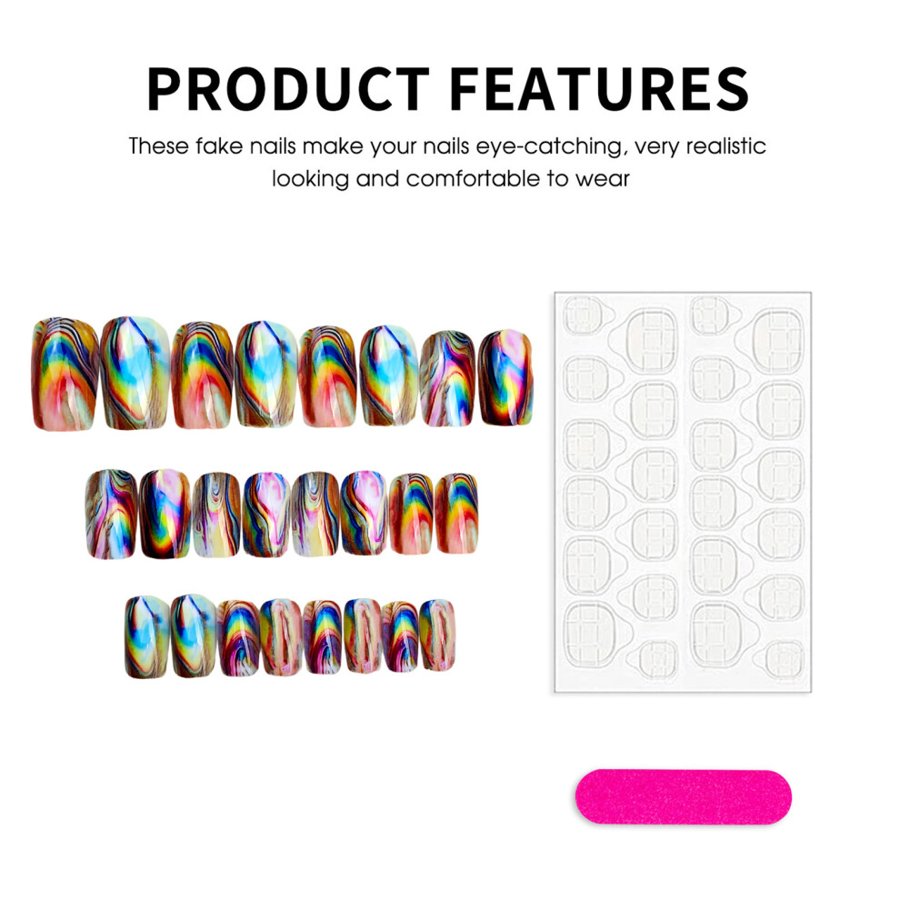 Phui-Pet-Supplies 24Pcs Gradient Square Nail Tips