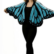 Women'S Butterfly Knit Cardigan Open Front Crochet Sweater Irregular Wing Cloak Shawl Tops Dark Lake