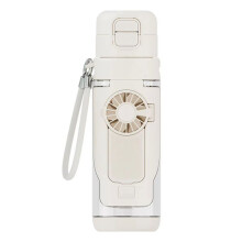 2-in-1 Water Bottle with Foldable Fan & Straw for Gym Fitness, Outdoor, Travel, Portable Dual Drinking Fan System White