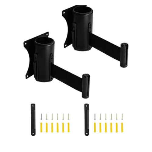 Wall Mounted Retractable Belt Barrier, 2 Pack Crowd Control Wall Barrier with 16.4 Ft Belt for Retail Stores