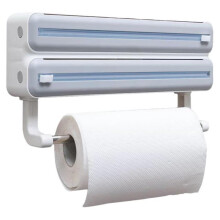 Dispenser per Pellicola Trasparente con Taglierina - Organizzatore per Pellicola Trasparente In Alluminio, Supporto da Parete con Porta Rotolo di