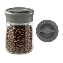 Airtight Coffee Bean Storage Container with Silicone Ring, Twist Seal Glass Storage Jars with Lids, 500ml/17oz Wide