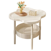 Table Side Coffee Table Double Layer Table with Storage Side Table Easy to Assemble for Small Spaces Bedroom White